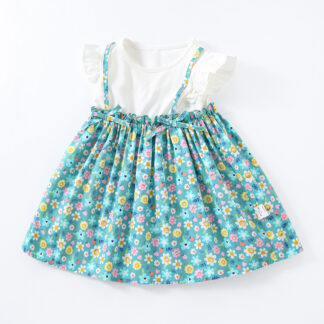 Green-Floral-Print-Splicing-Dress-8M-6Y-01